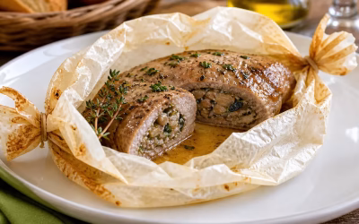 Stuffed Escalopes of Veal En Papillote